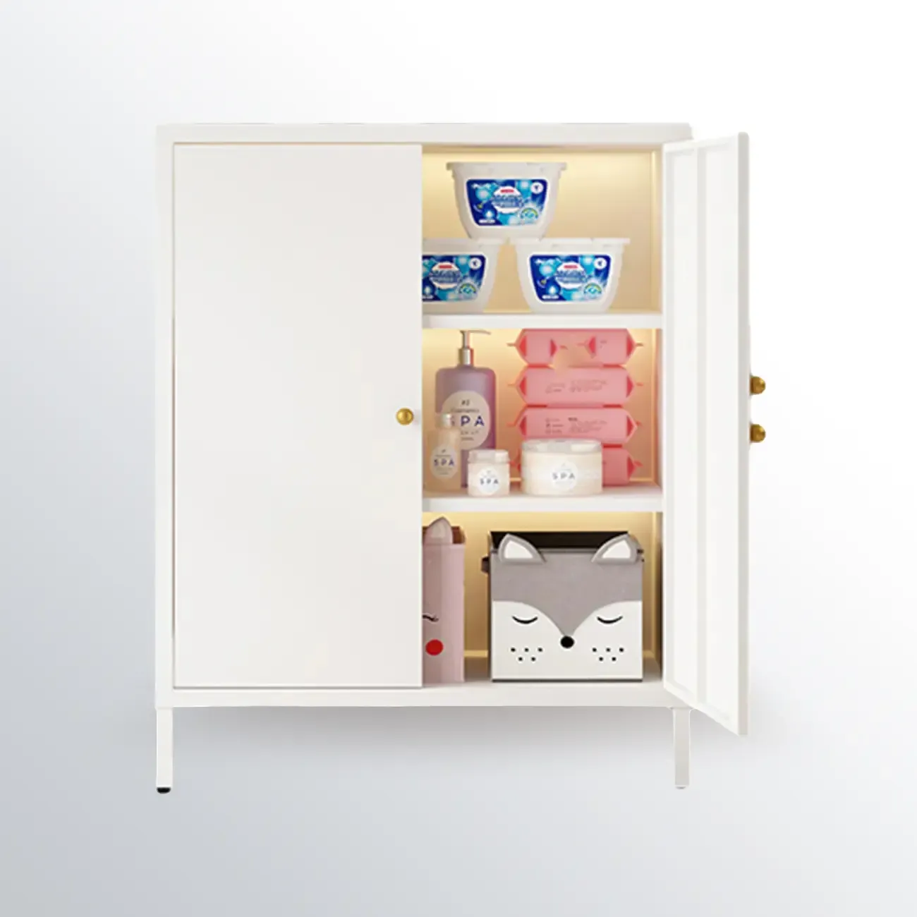 3/4 Shelves Wooden Storage Cabinet with Standard Length Image - 12