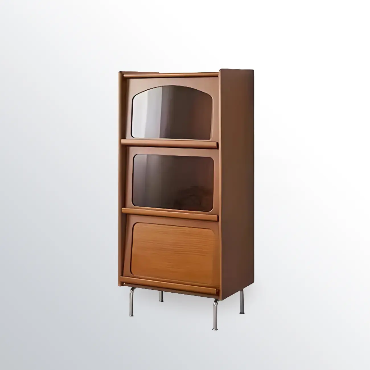 50" Modern Pine Brown Accent Cabinet with Glass Door Image - 8 | homeyfad