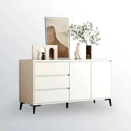 Modern Rectangular White Wooden Storage Cabinet with 5 Sizes Image - 5