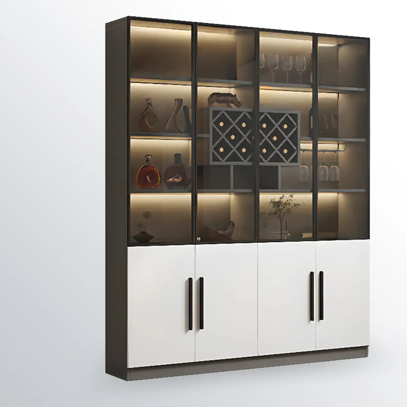 79" Modern Wooden Lighted Storage Cabinet for Indoor Display Image - 10 | homeyfad