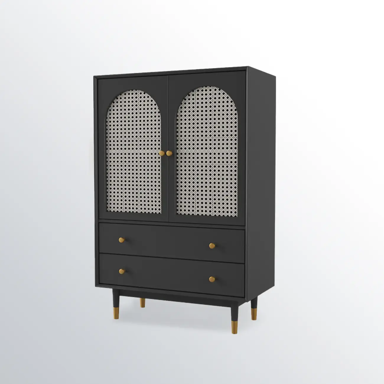 Modern Beige Solid Wood Accent Cabinet with 2 Drawers Image - 4 | homeyfad