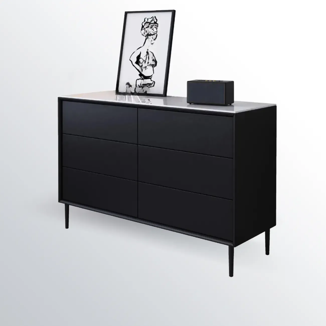 6" Modern Black Accent Cabinet for Bedroom & Living Room Image - 5