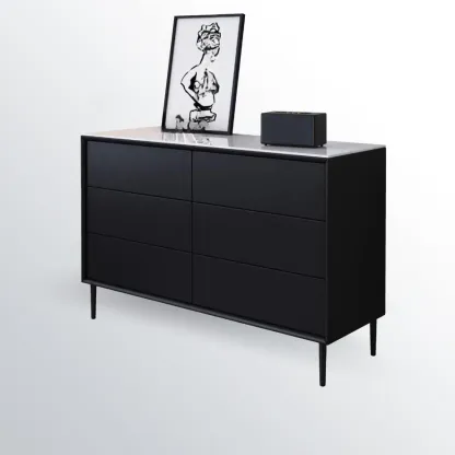 6" Modern Black Accent Cabinet for Bedroom & Living Room Image - 5