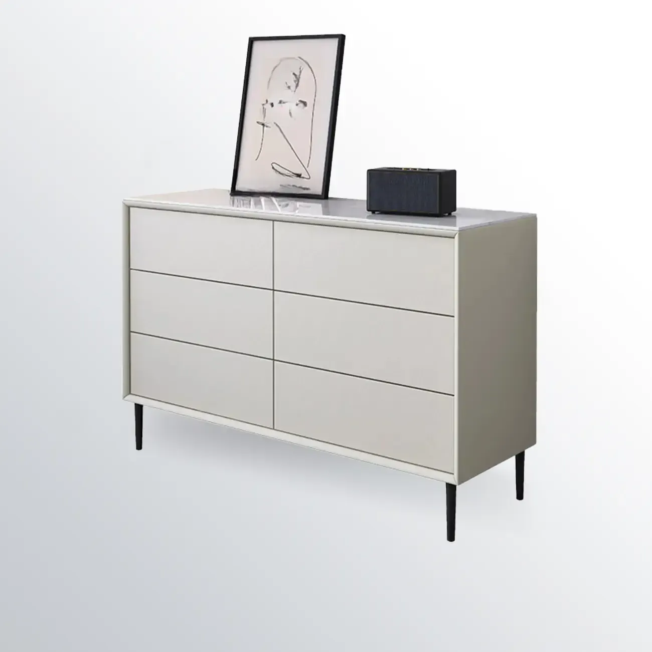 6" Modern Black Accent Cabinet for Bedroom & Living Room Image - 8