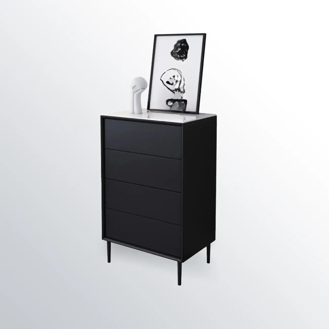 6" Modern Black Accent Cabinet for Bedroom & Living Room Image - 10