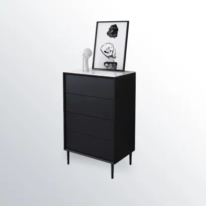 6" Modern Black Accent Cabinet for Bedroom & Living Room Image - 10