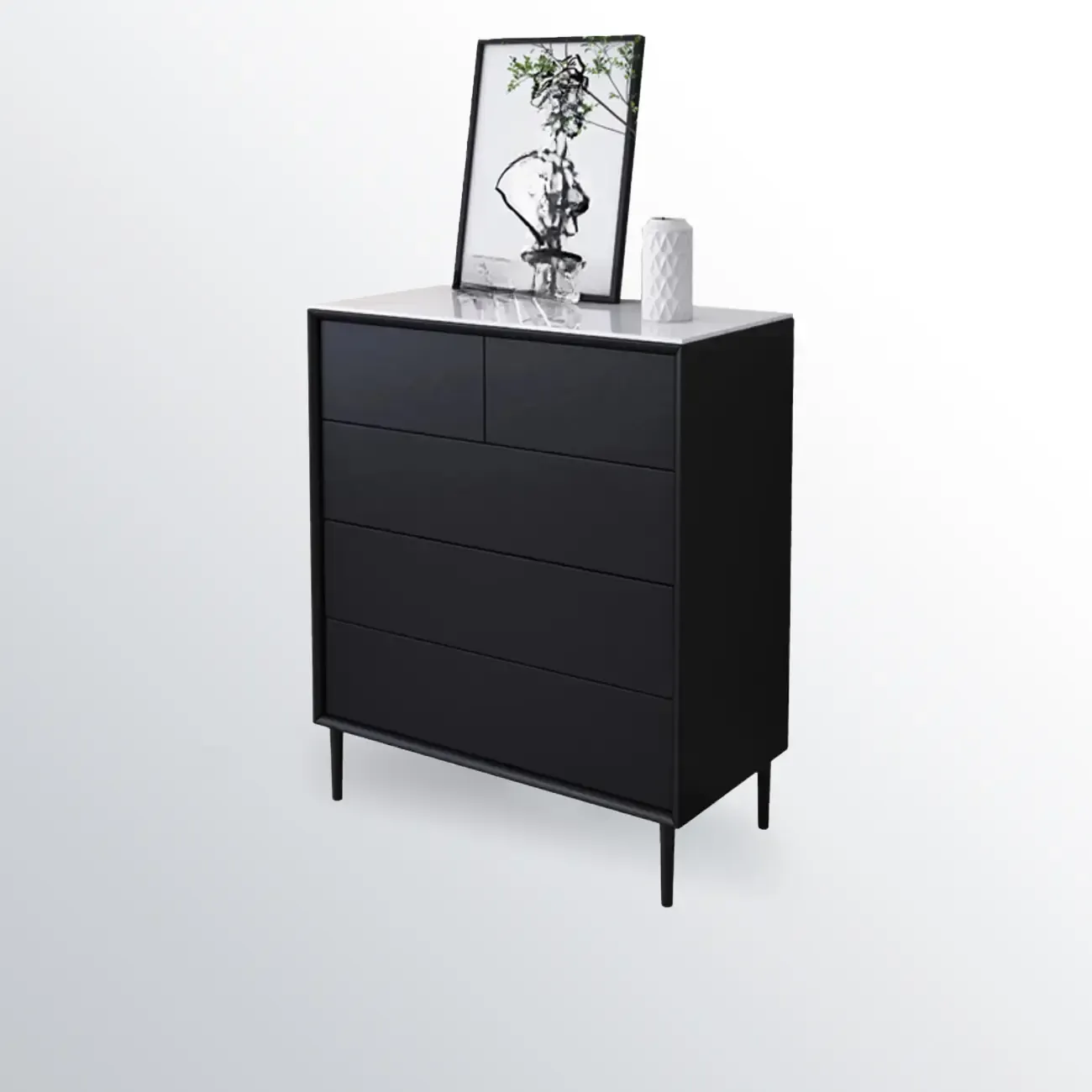 6" Modern Black Accent Cabinet for Bedroom & Living Room Image - 12
