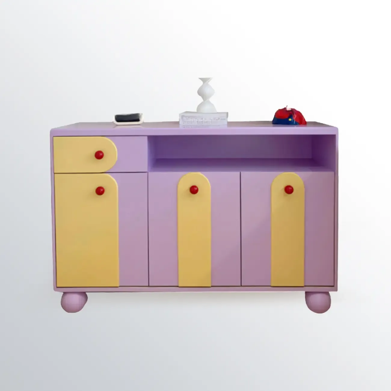 Adorable Purple Accent Cabinet with Exterior Shelf  Image - 6
