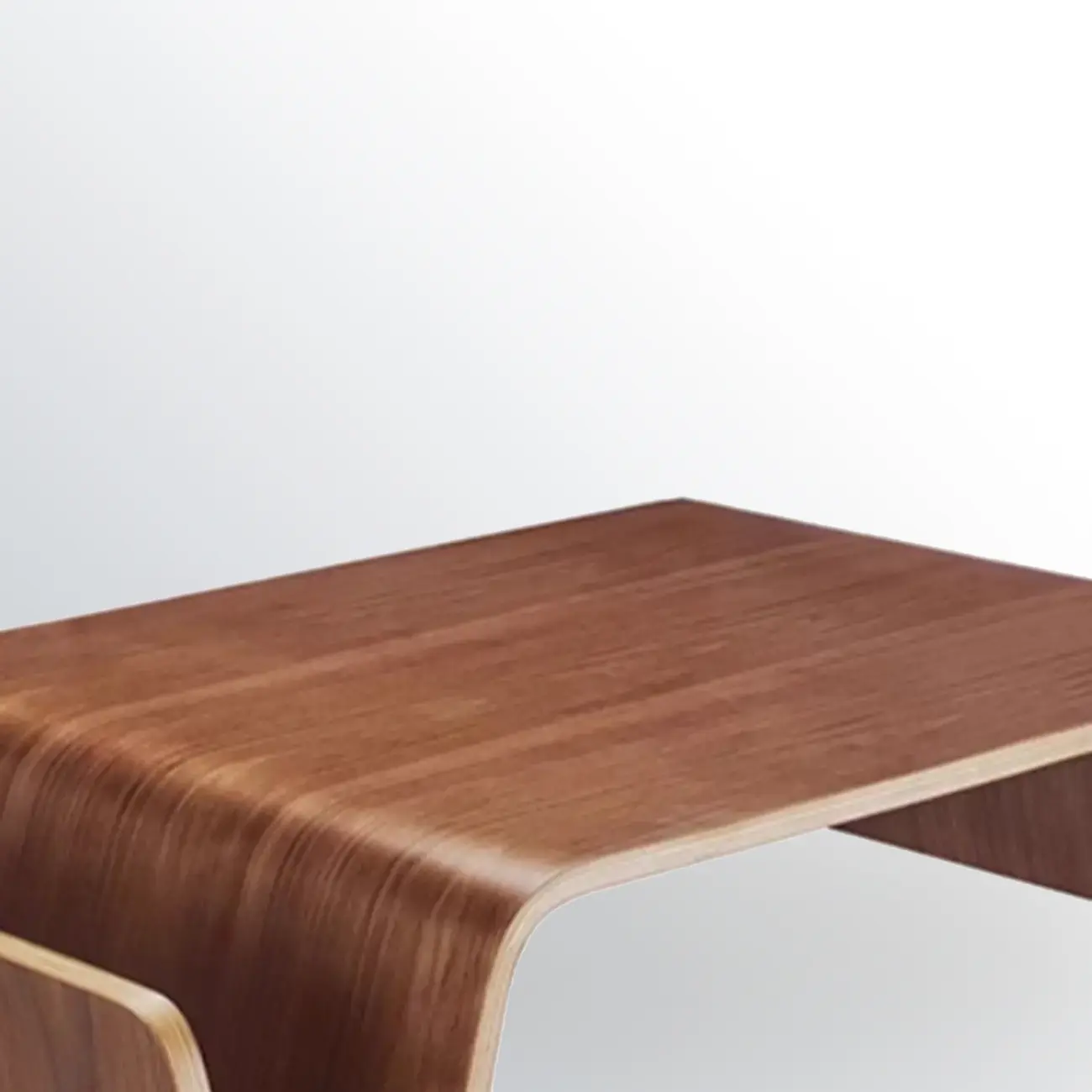 Modern Wooden Brown Curved Coffee Table with Double Pedestal Image - 8 | homeyfad