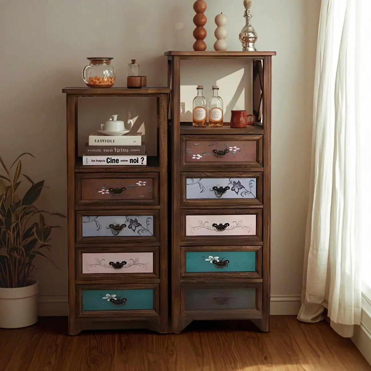 Industrial Rectangular Wooden Drawer Cabinet for Parlor Decor Image - 43 | homeyfad