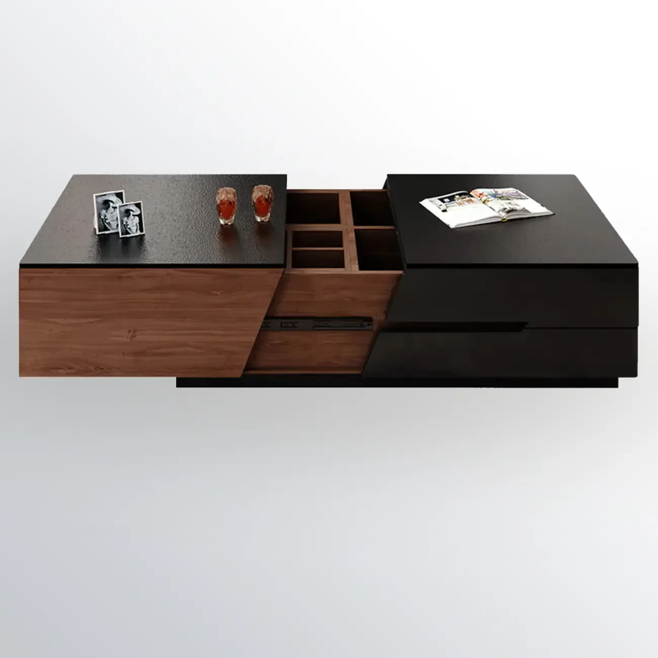 Modern Wood Lift-Top Coffee Table Cabinet, Rectangular Design  Image - 3