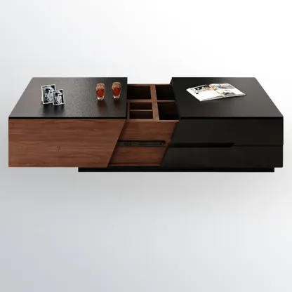 Modern Wood Lift-Top Coffee Table Cabinet, Rectangular Design  Image - 3