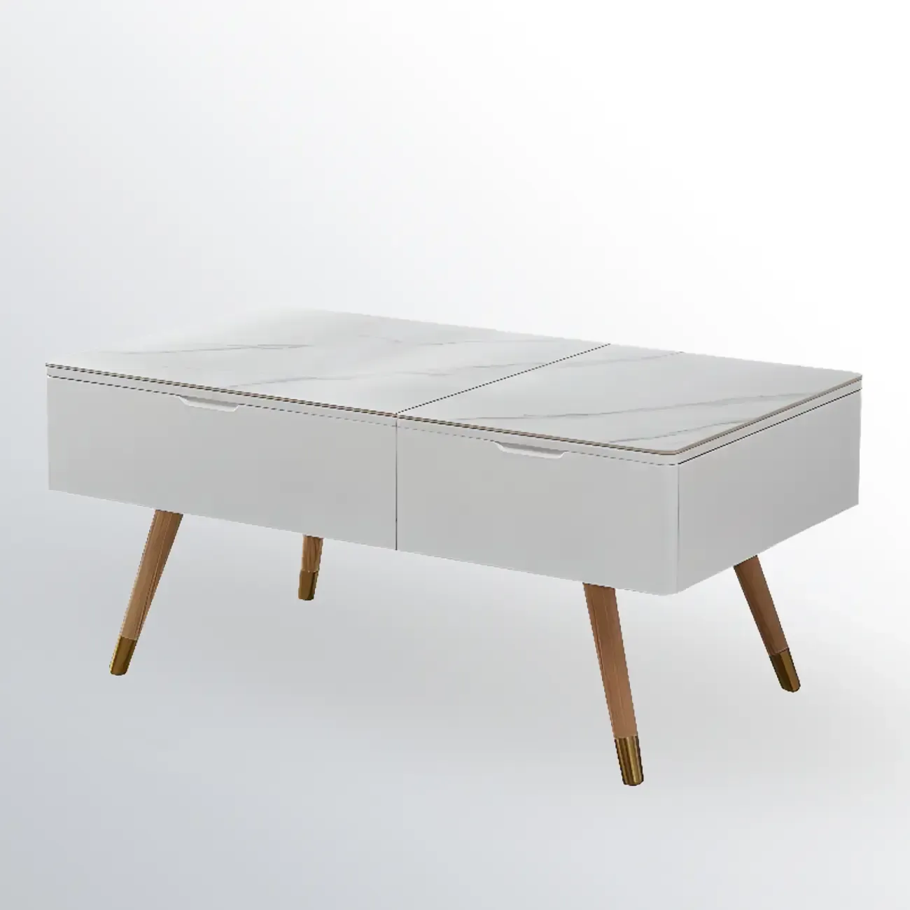 4-Legs Modern Wood White Lift-top Coffee Table with Storage Image - 7