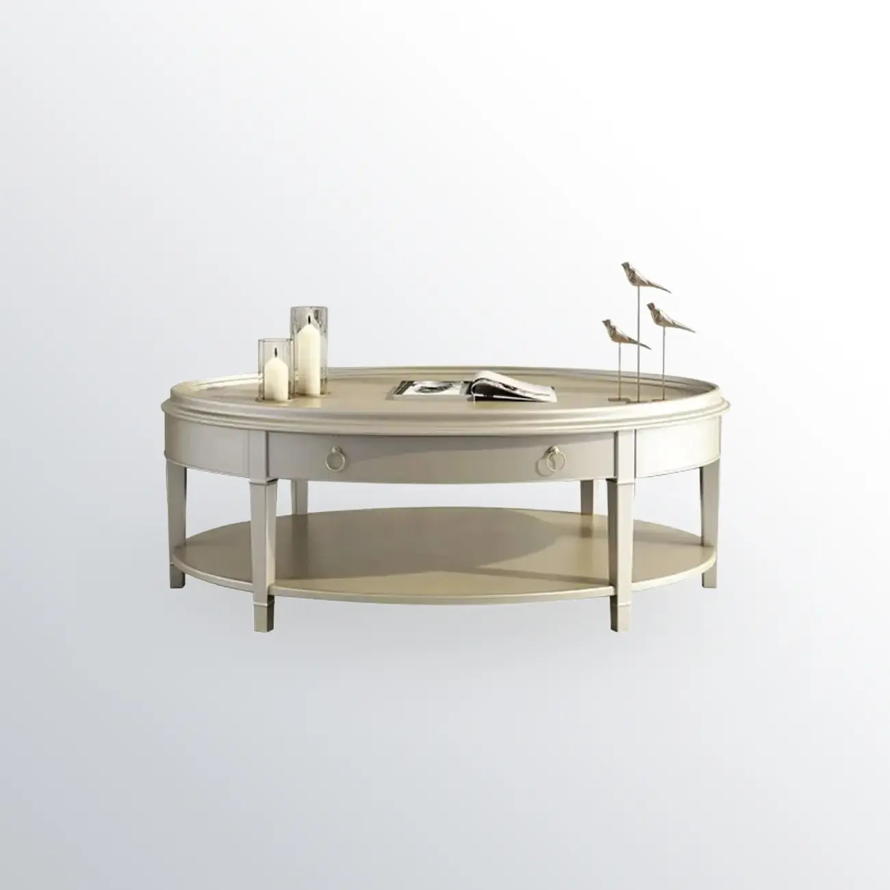 Luxury Oval Wood Coffee Table with Drawer for Living Room  Image - 5 | homeyfad