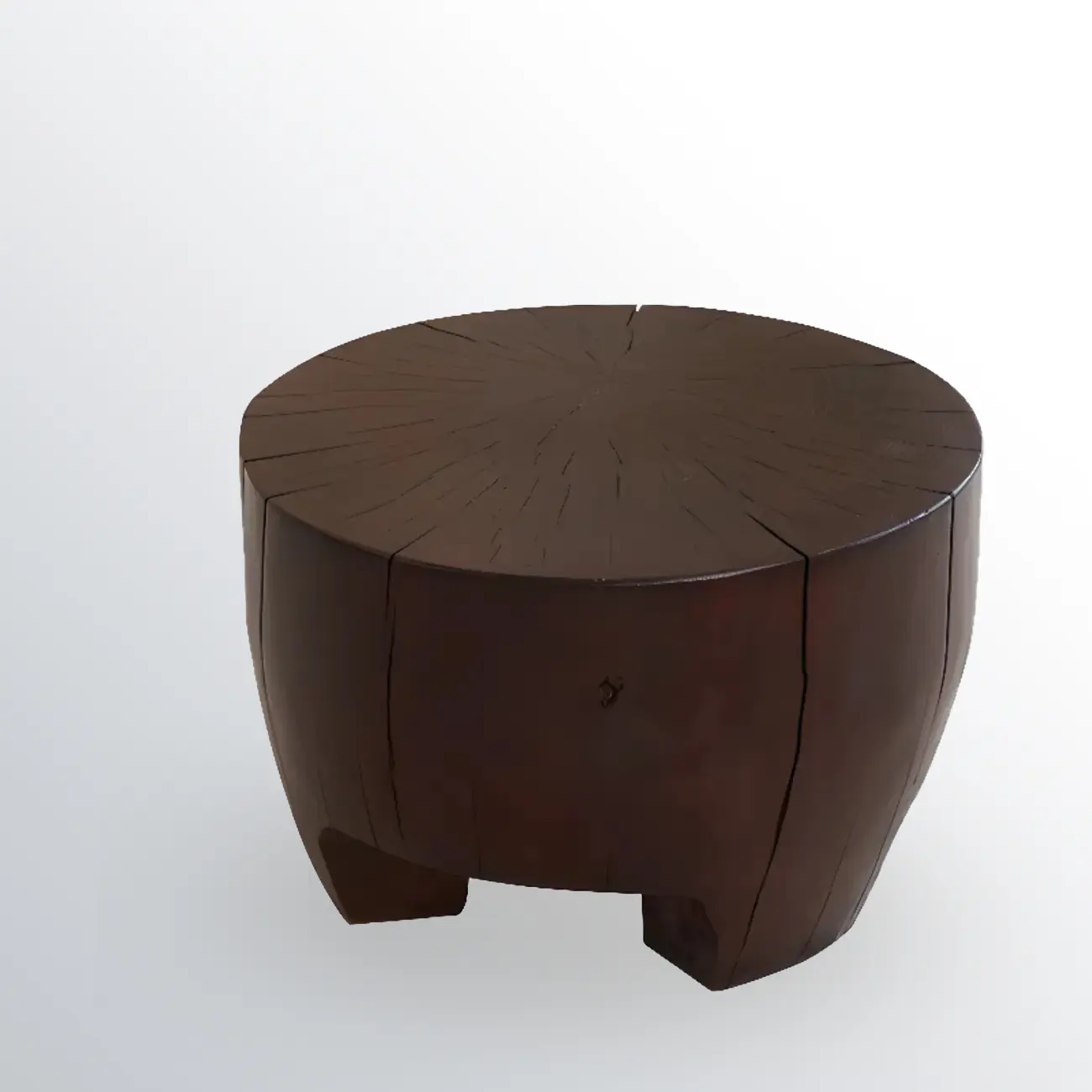 Rustic Solid Wooden Round Coffee Table with Natural Finish Image - 5 | homeyfad