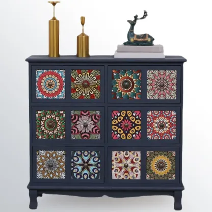 Mid-Century Modern Cabinet with Decorative patterns for Home Image - 10