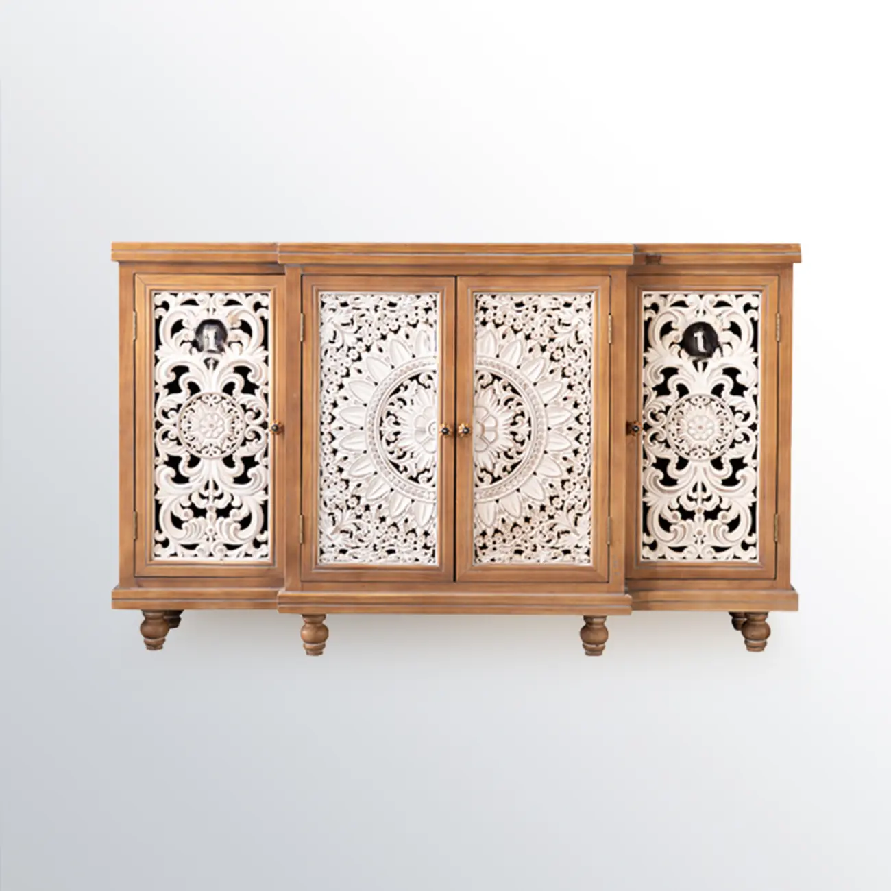 French Country Cabinet for Living Room with carved Doors Image - 4 | homeyfad