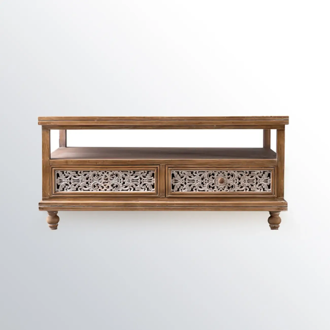 French Country Cabinet for Living Room with carved Doors Image - 6