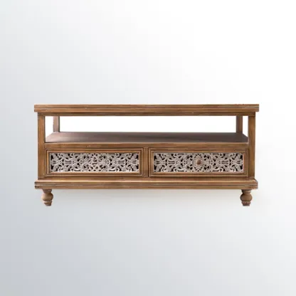 French Country Cabinet for Living Room with carved Doors Image - 6