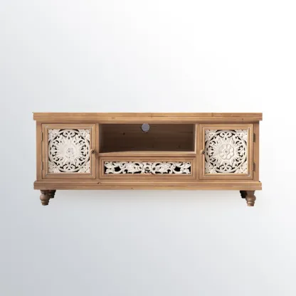French Country Cabinet for Living Room with carved Doors Image - 7