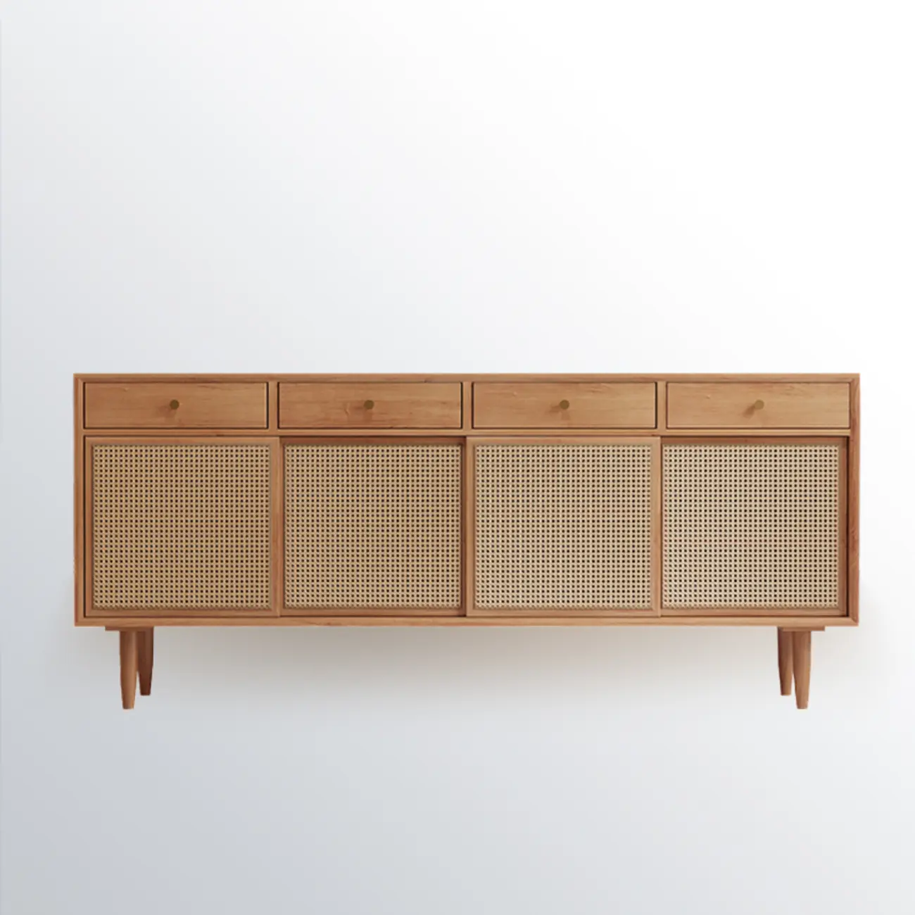 Nordic Freestanding Rattan Cabinet with Sliding Door Image - 5 | homeyfad