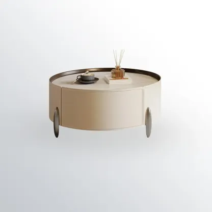 Set of 2 Wood Round Nesting Coffee Table with Modern Design  Image - 3