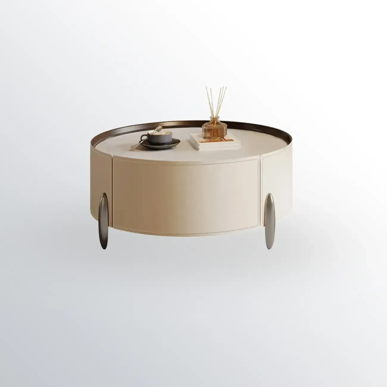 Set of 2 Wood Round Nesting Coffee Table with Modern Design  Image - 9