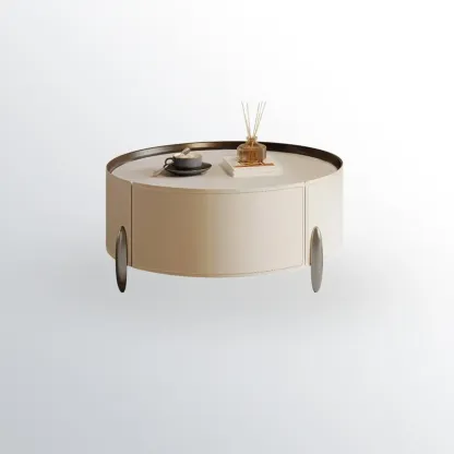 Set of 2 Wood Round Nesting Coffee Table with Modern Design  Image - 9