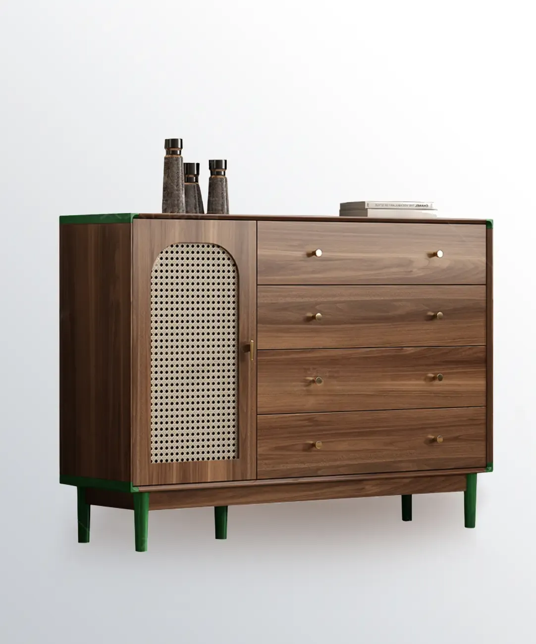  Mid-Century Modern Storage Cabinet for Parlor, Glass Door Image - 7