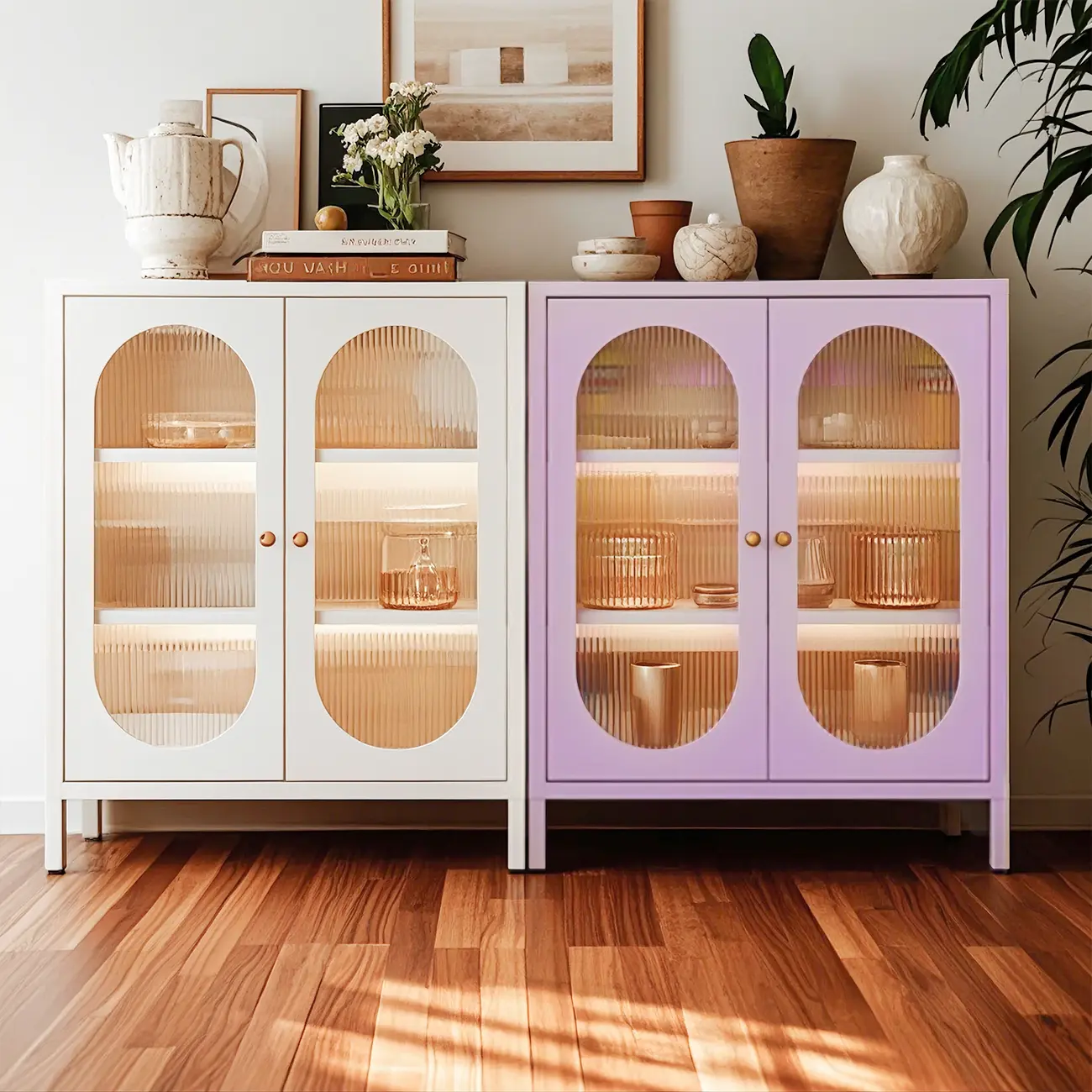 Modern Freestanding Cabinet for Living Room with Glass Door Image - 1 | homeyfad