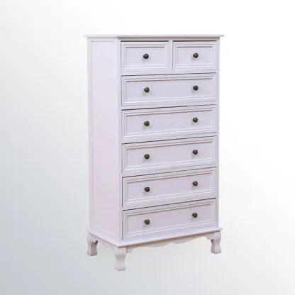 Rustic White Wooden Cabinet for Living Room with Drawers Image - 12