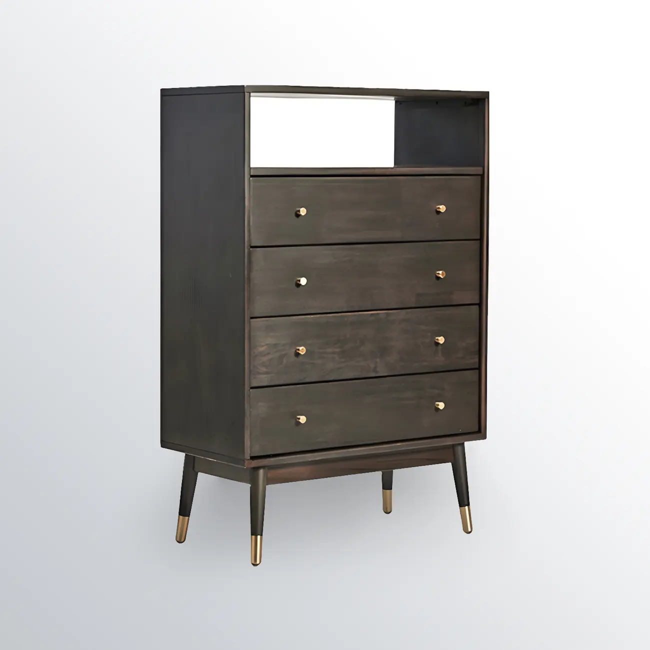 Modern Rubberwood Bedroom Storage Cabinet with 4 Drawers Image - 4 | homeyfad