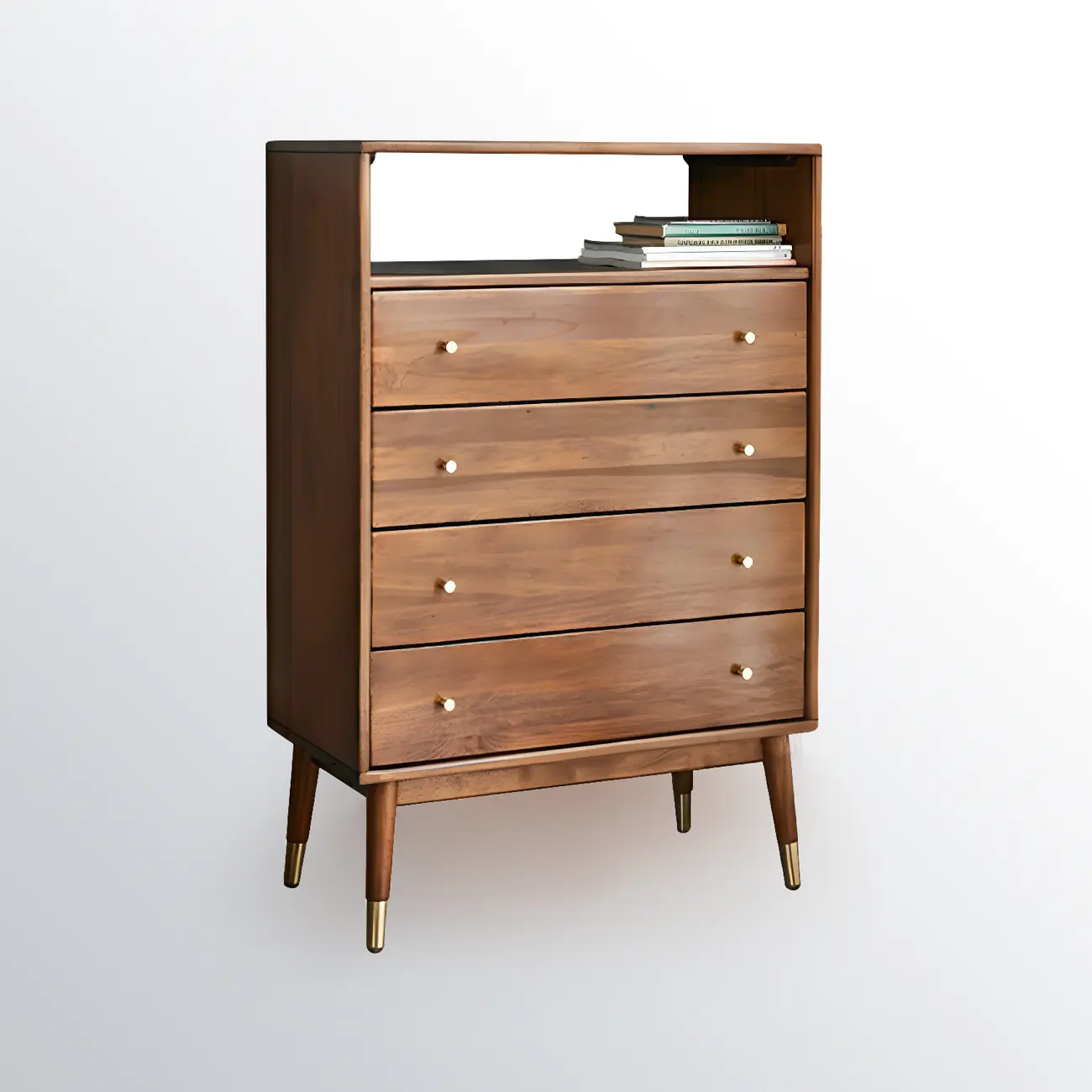 Modern Rubberwood Bedroom Storage Cabinet with 4 Drawers Image - 3 | homeyfad
