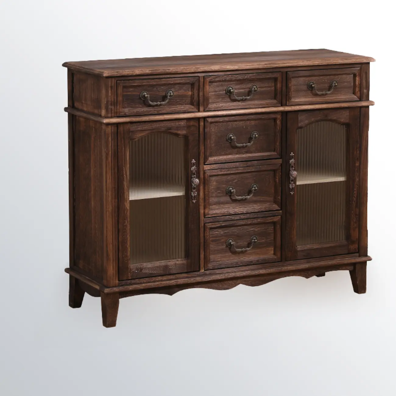 Rustic Wooden Cabinet with Rattan-Weaved for Living Room  Image - 4 | homeyfad