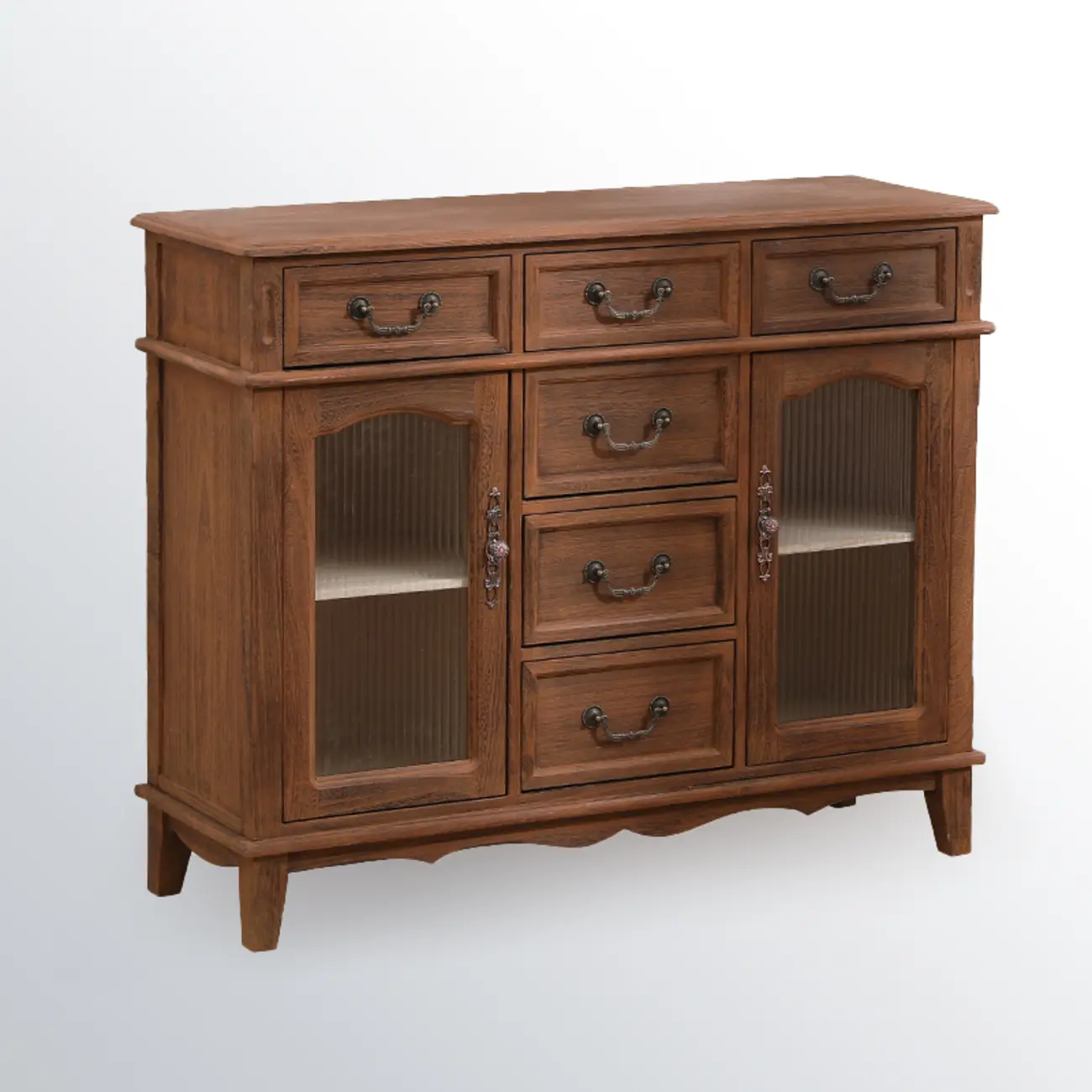 Rustic Wooden Cabinet with Rattan-Weaved for Living Room  Image - 15 | homeyfad