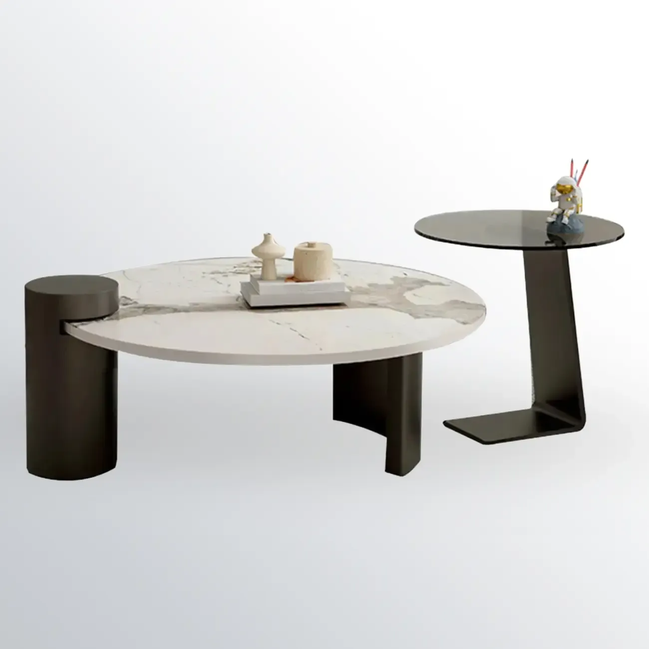 Marble Round Nesting Coffee Table Set with Modern Design   Image - 10