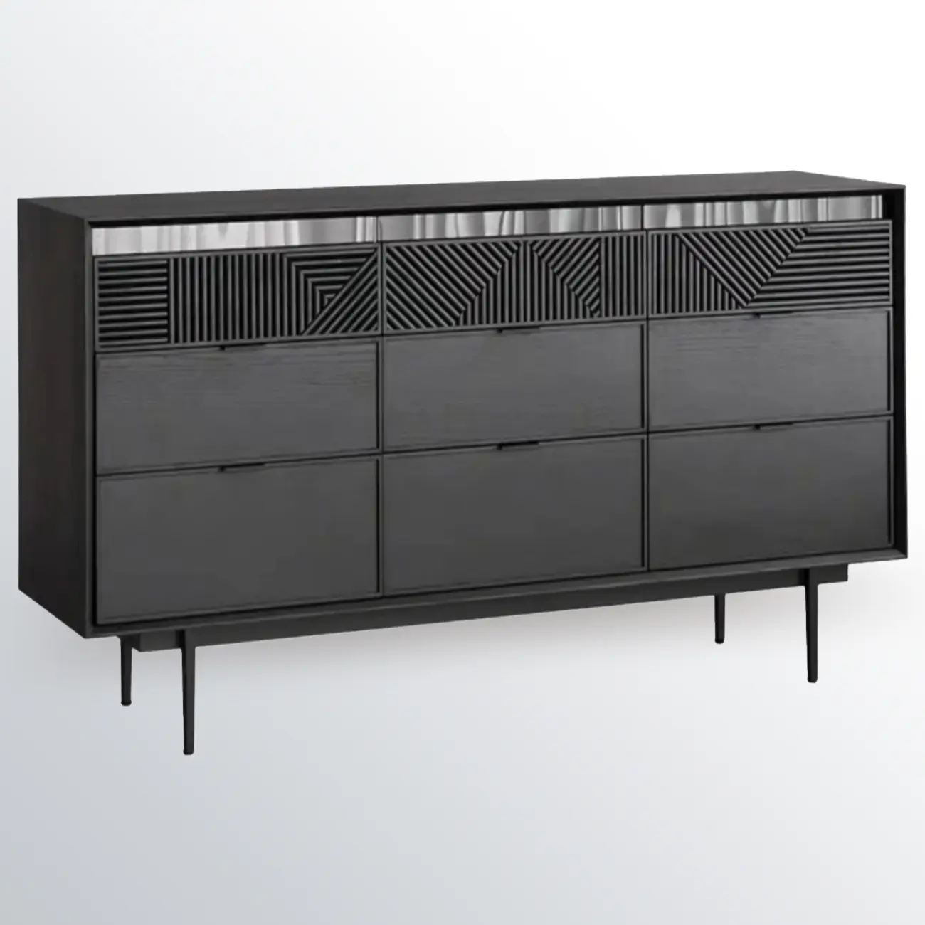 Modern Black Rectangle Cabinet for Living Room with Drawers Image - 7 | homeyfad