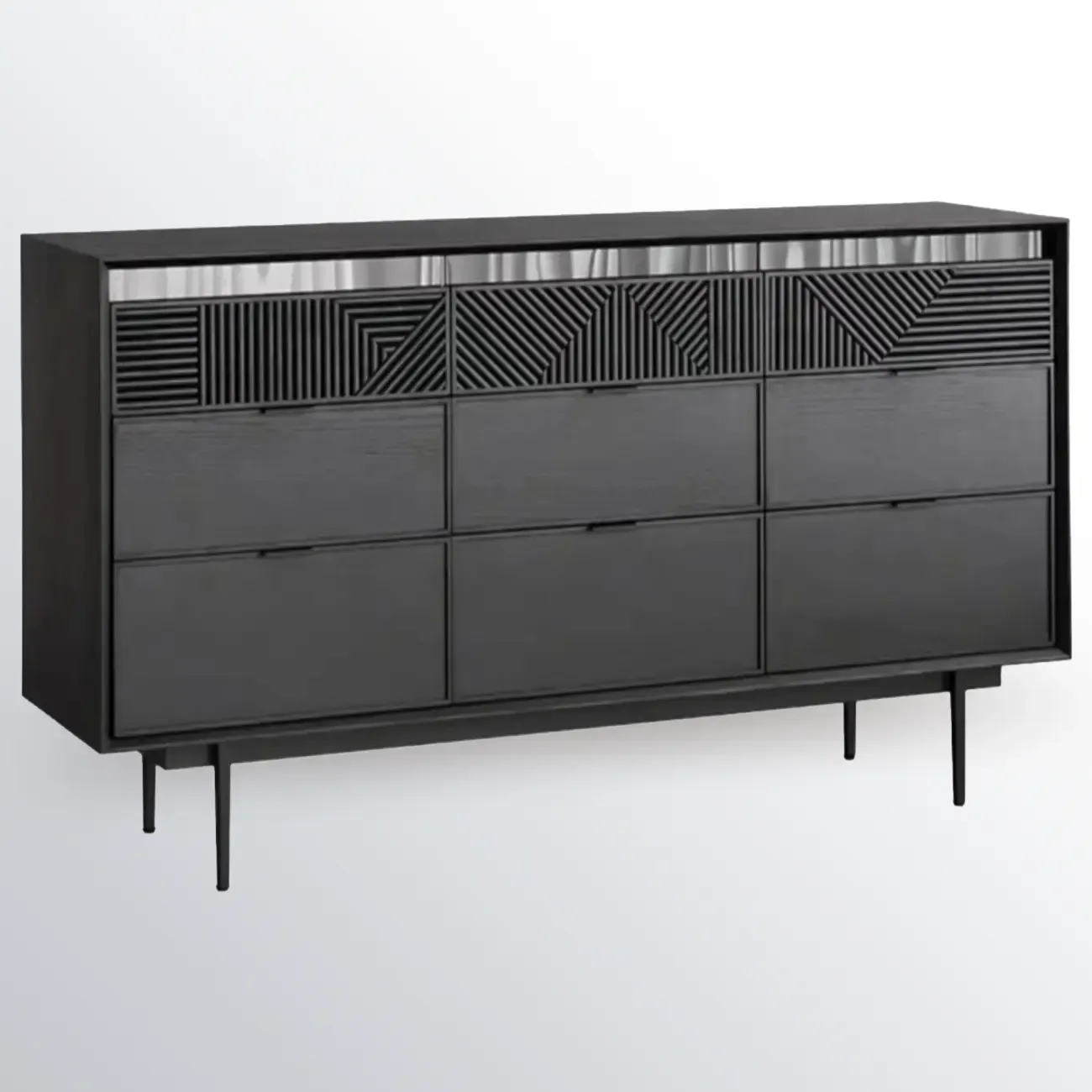 Modern Black Rectangle Cabinet for Living Room with Drawers Image - 7