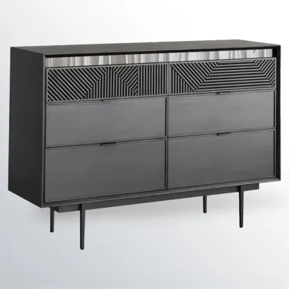 Modern Black Rectangle Cabinet for Living Room with Drawers Image - 9