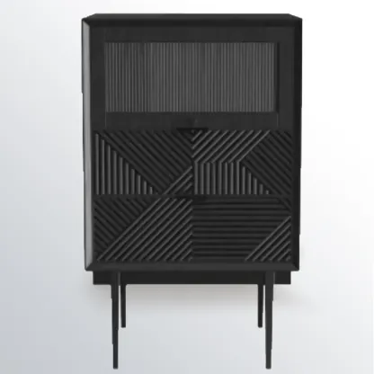 Modern Black Rectangle Cabinet for Living Room with Drawers Image - 13