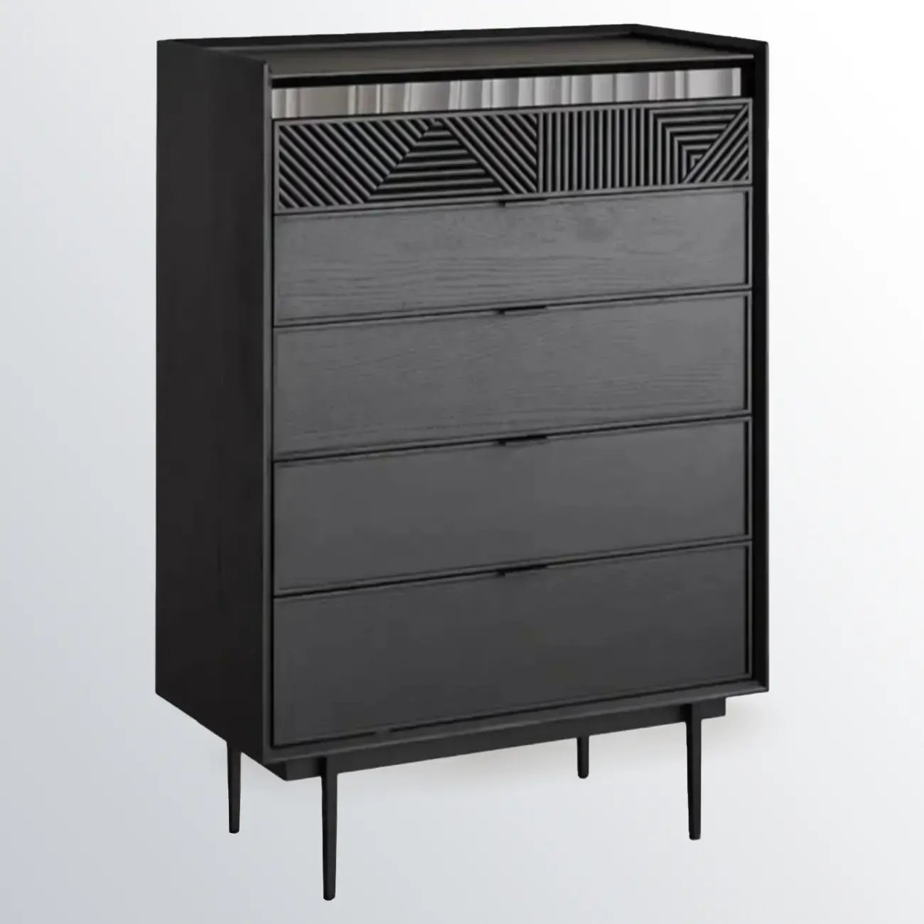 Modern Black Rectangle Cabinet for Living Room with Drawers Image - 11