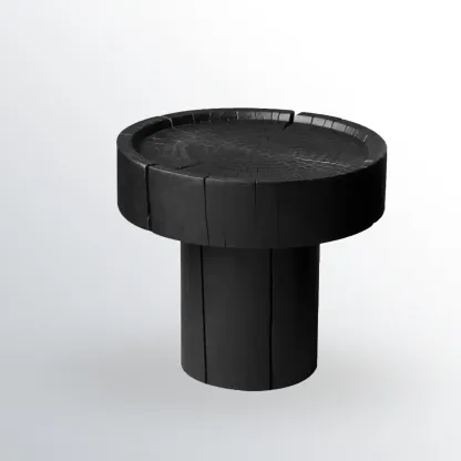 Modern Minimalist Wood Black Coffee Table with Tray Top  Image - 2