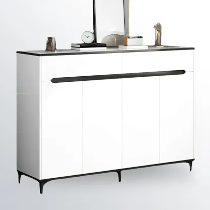 Minimalist Wooden White Kitchen Accent Cabinet with Doors Image - 11