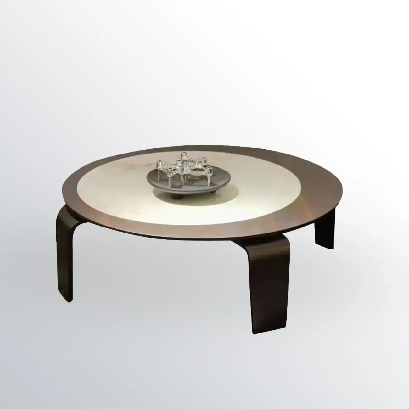 Unique Marble Round 2 Nesting Coffee Table Set with Wood Base Image - 6