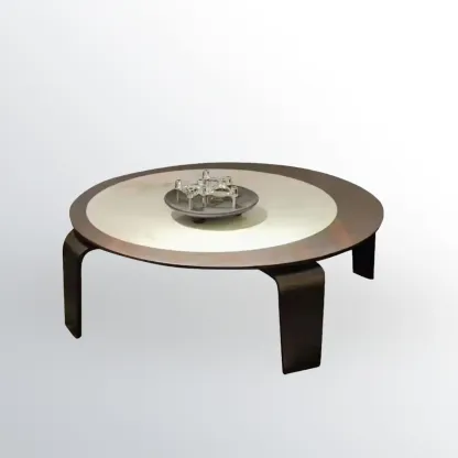 Unique Marble Round 2 Nesting Coffee Table Set with Wood Base Image - 6