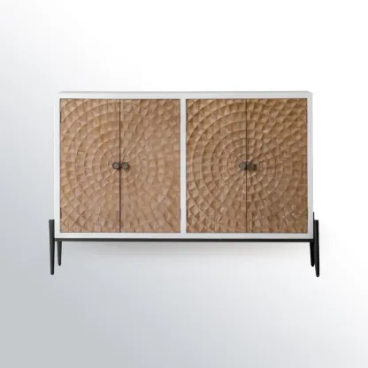 Rustic Freestanding Cabinet with Large Capacity & Iron Base Image - 6