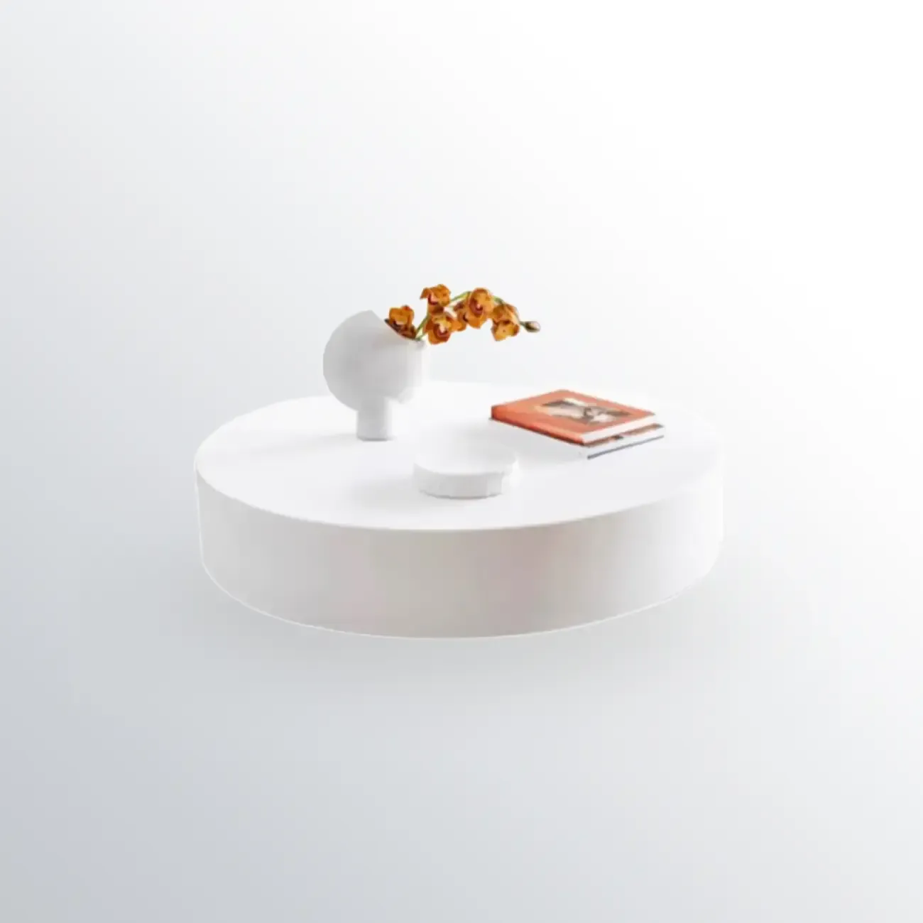 Modern White Round Fiberglass Coffee Table for Living Room Image - 6