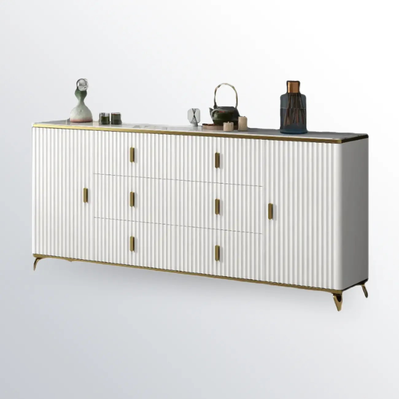 Glam Wooden Living Room Cabinet with Multiple Drawers Image - 6 | homeyfad