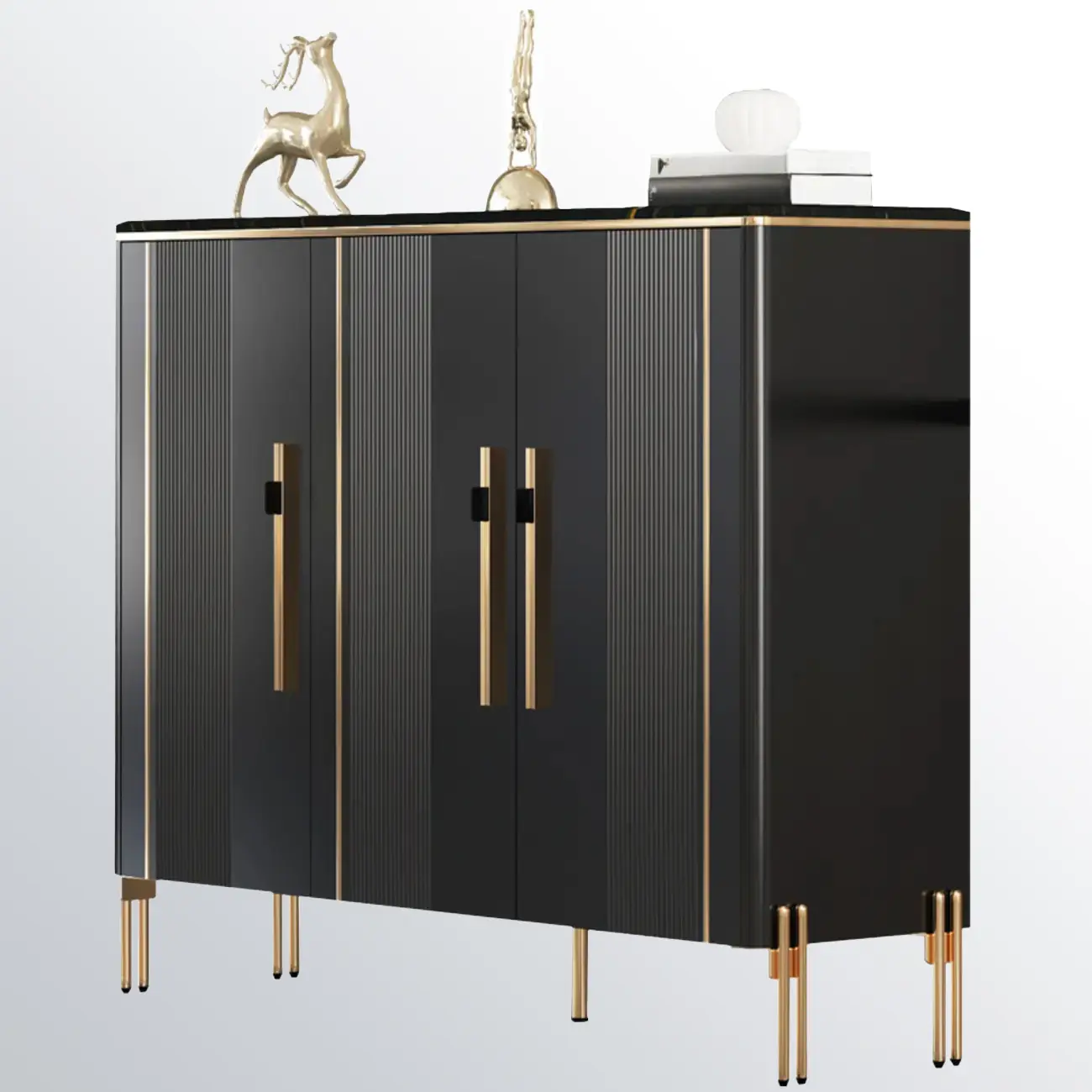 Glam Dark Gray Wooden Cabinet with Free Standing Design Image - 7 | homeyfad