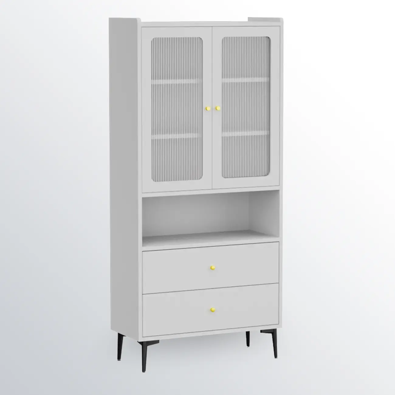 Modern Black Storage Cabinet with Exterior Shelf & Drawers Image - 3 | homeyfad